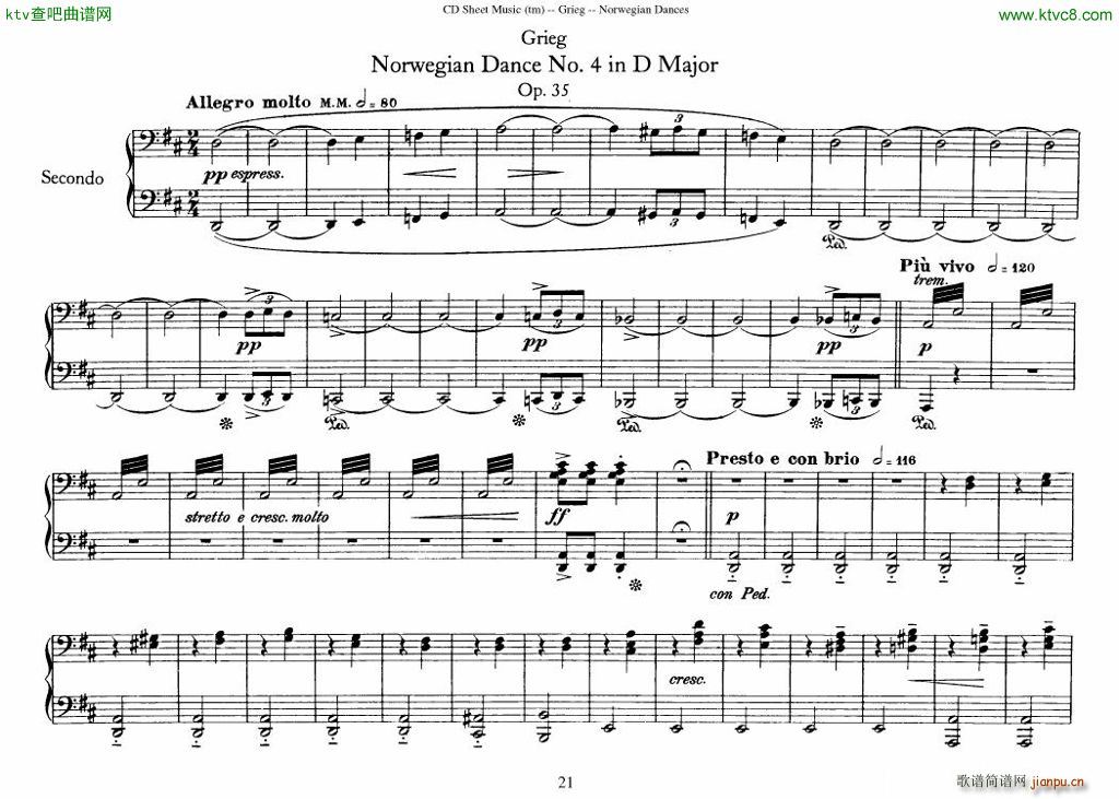 Grieg Norwegian Dance Op 35 1 4 Duet()21