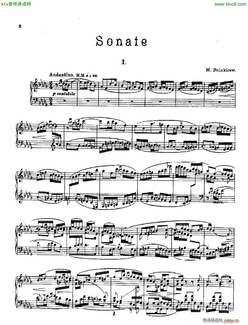Balakirev Piano Sonata In B Flat Minor()1