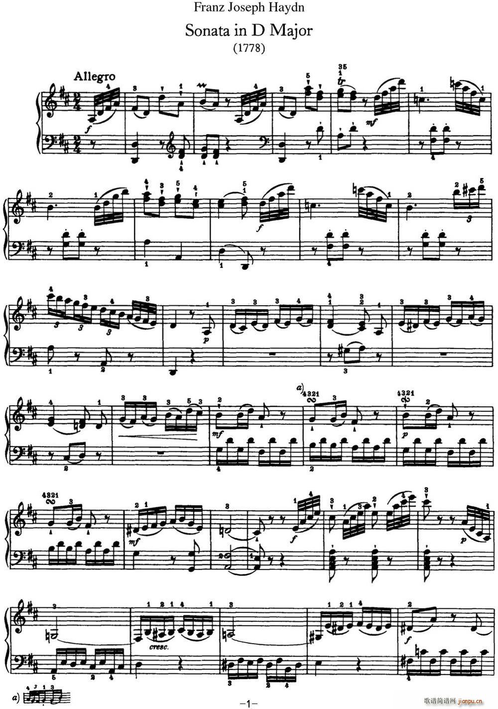   Hob XVI 33 in D major()1