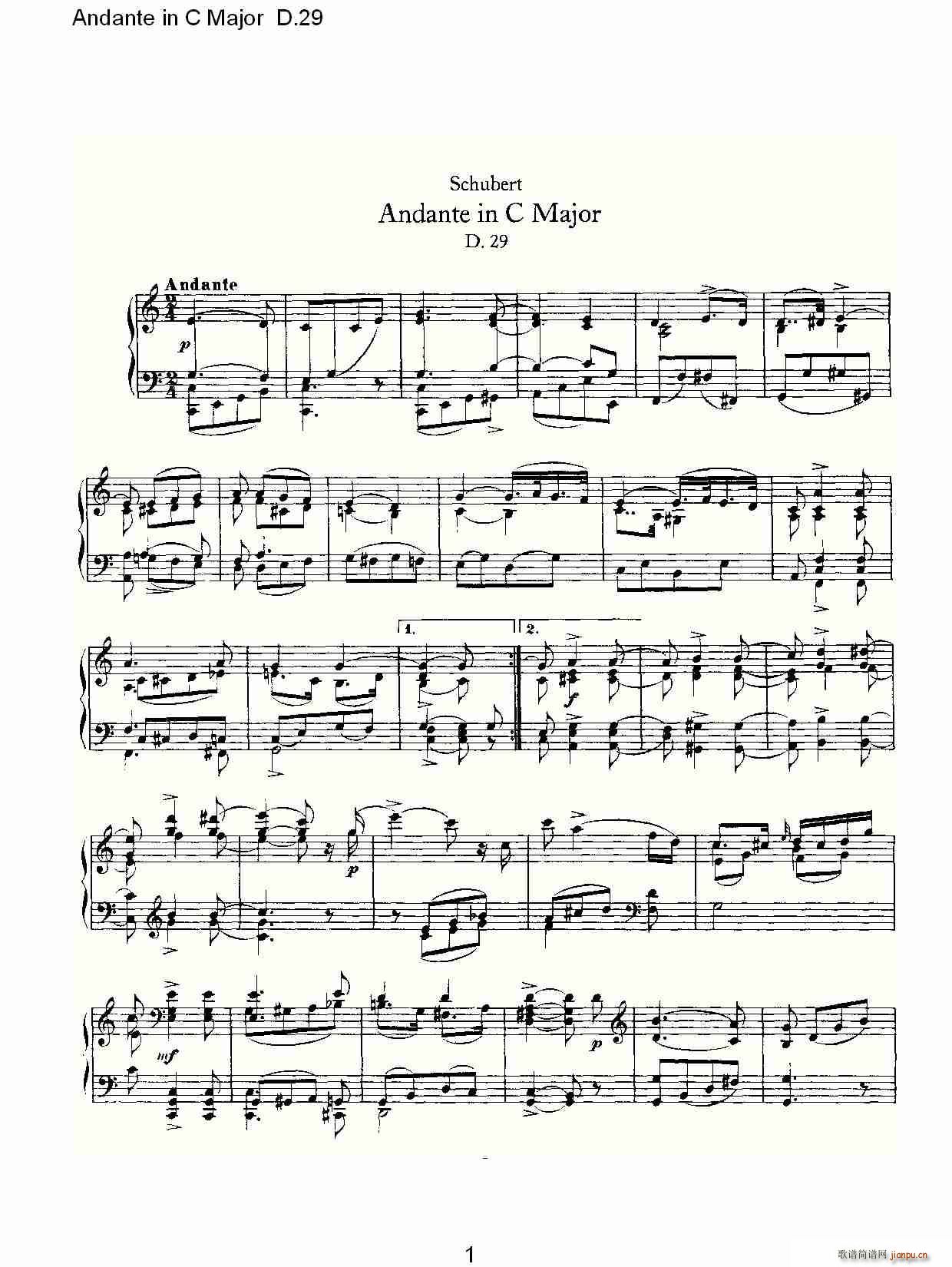 Andante in C Major D.29(ʮּ)1