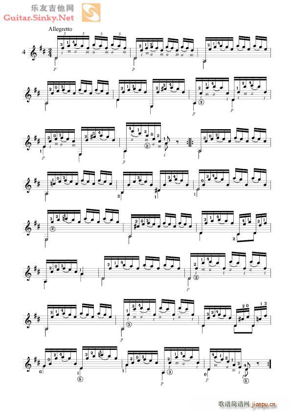 卡尔卡西25首练习曲之 歌谱简谱网