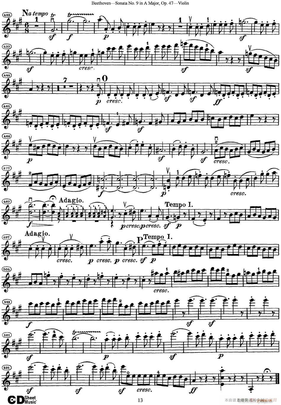 Violin Sonata No 9 in A Major Op 47(С)13