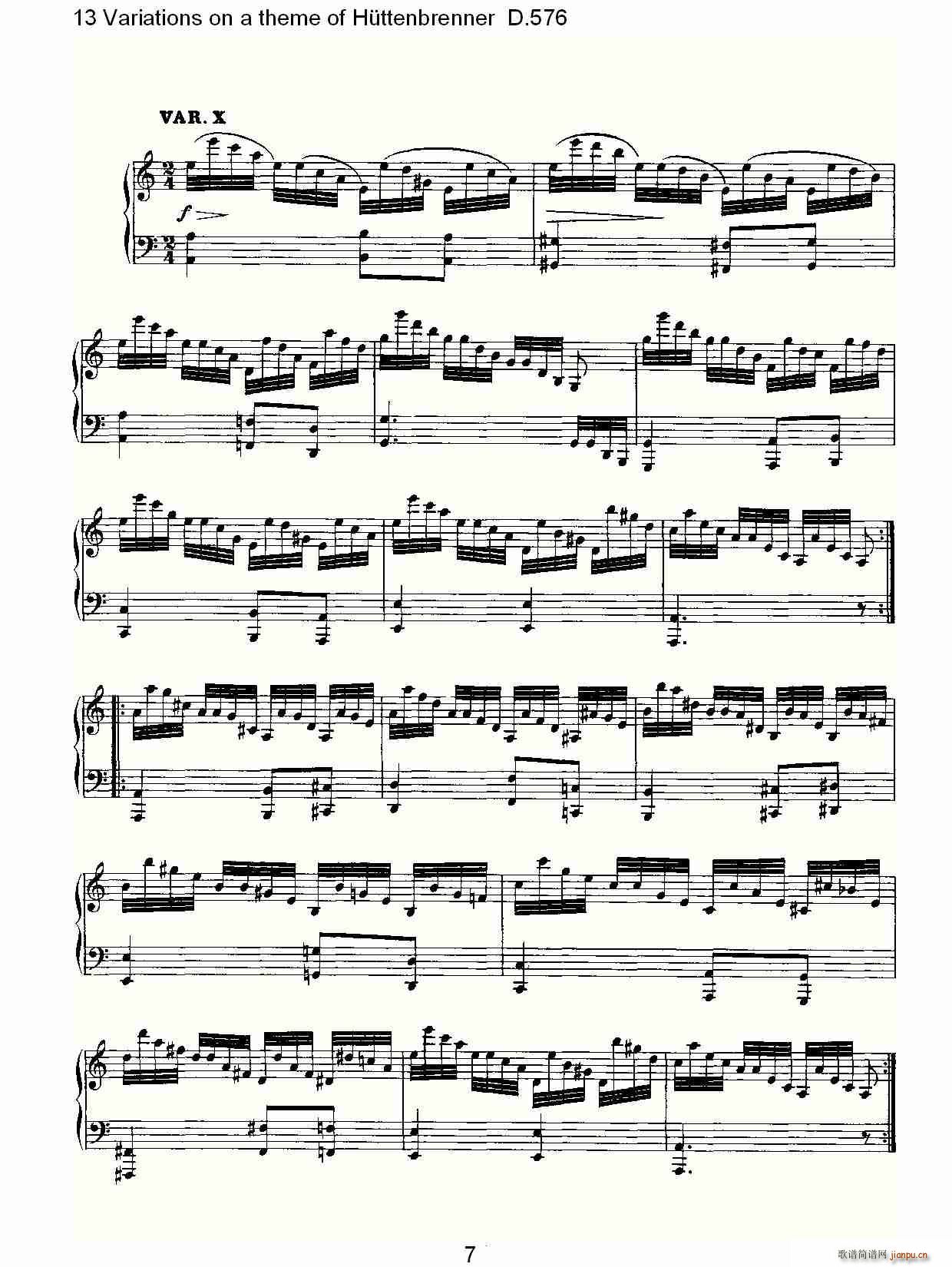 13 Variations on a theme of Httenbrenner D.576(ʮּ)7