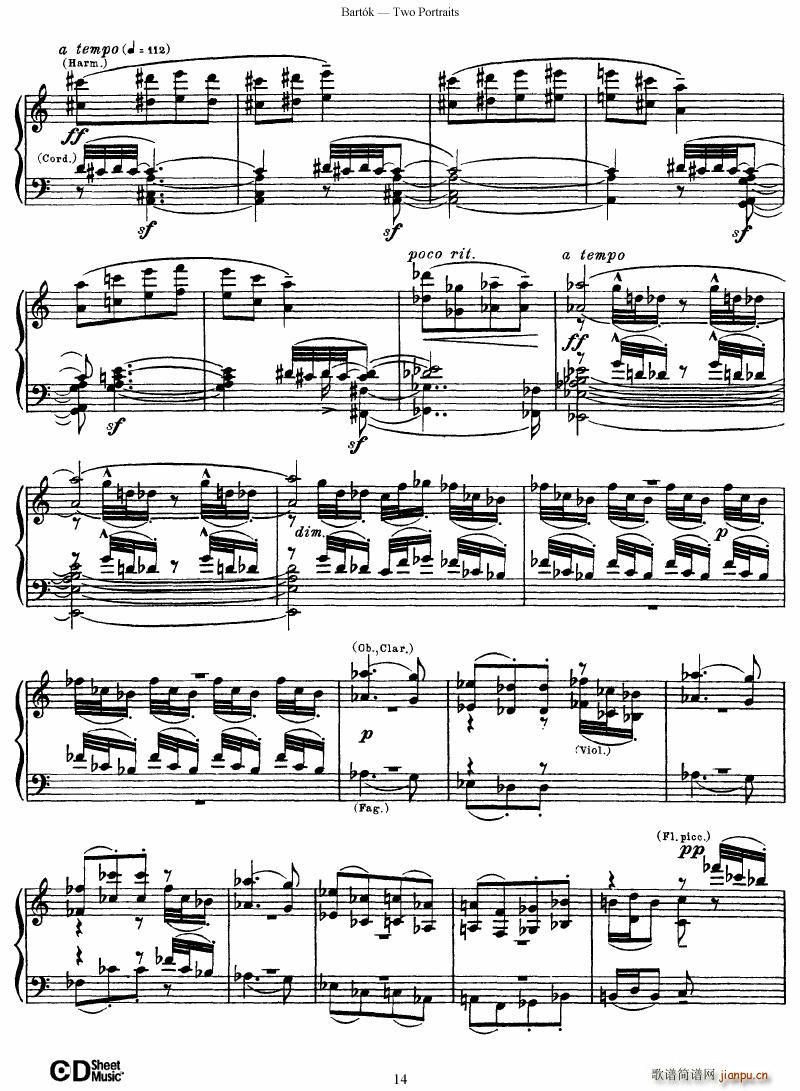 Bartok SZ 37 Two Portraits op 5()14