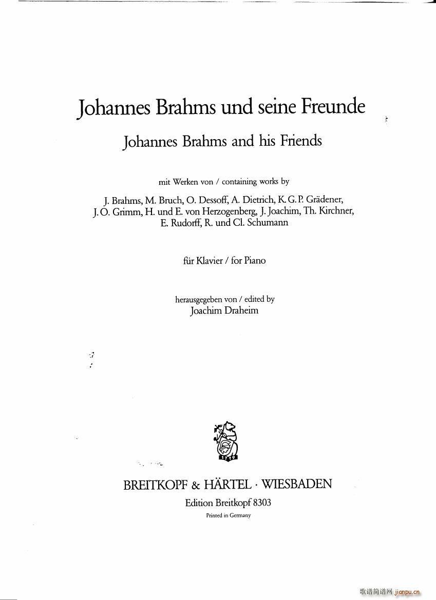 Brahms and his friends Anthology 1()1