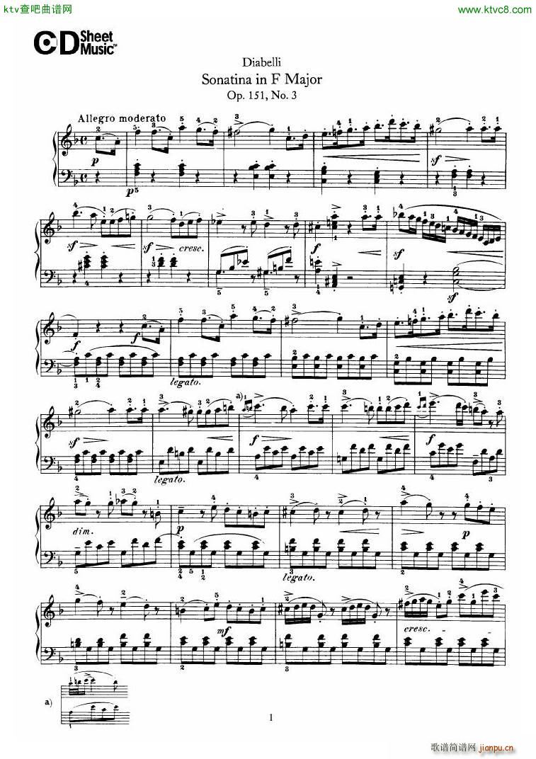 Diabelli Sonatinas Op 151 No 1 4 23P()12