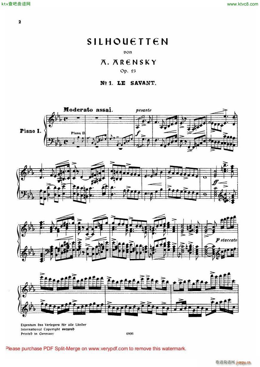 Arensky op 23 Suite No 2 Silhouettes()3