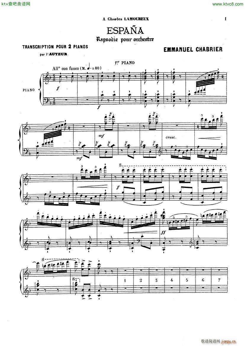 Chabrier Espana for two pianos()1