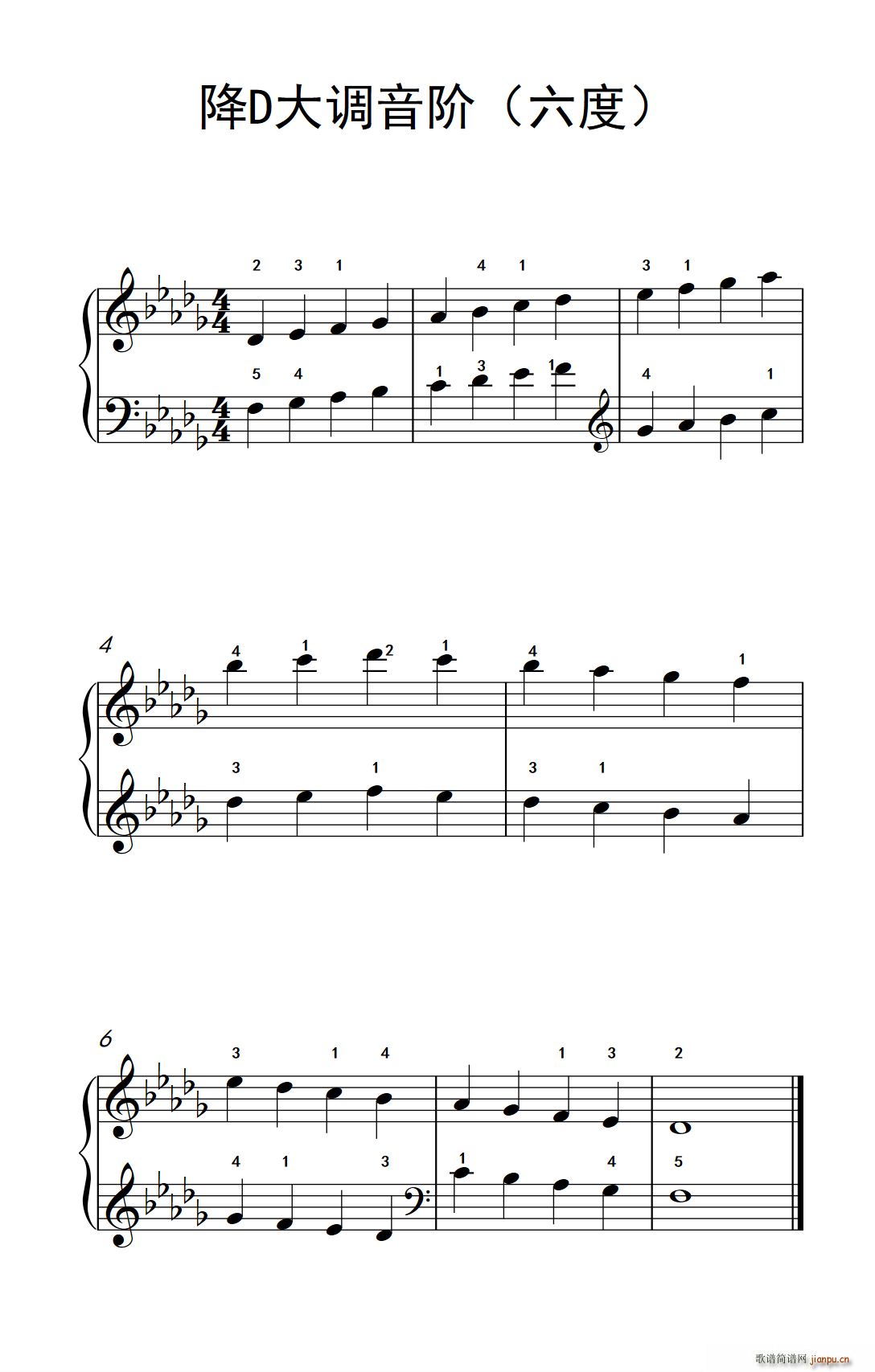 降d大调音阶(六度)(孩子们的钢琴音阶,和弦与琶音 2)图片