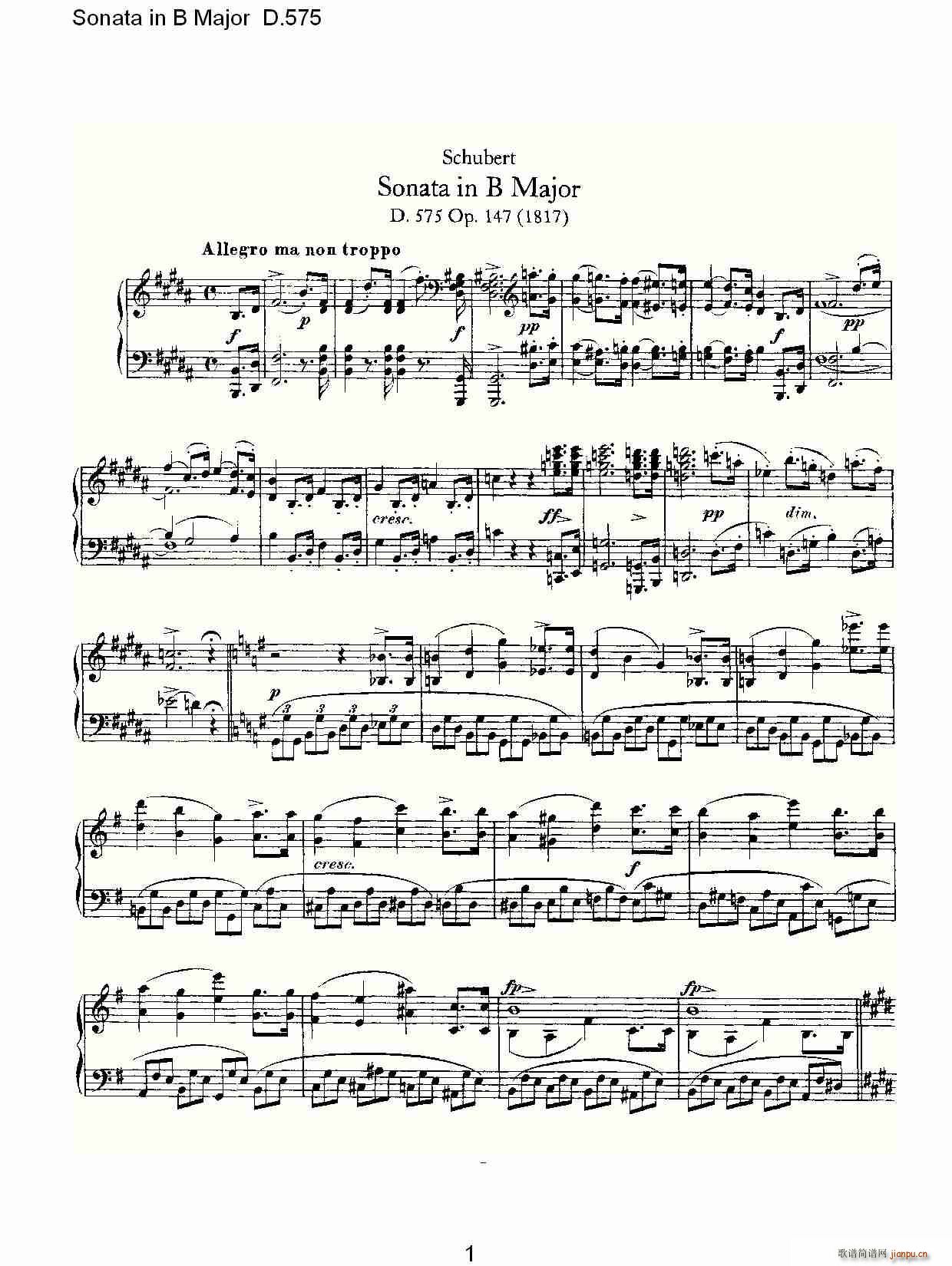 Sonata in B Major D.575(ʮּ)1