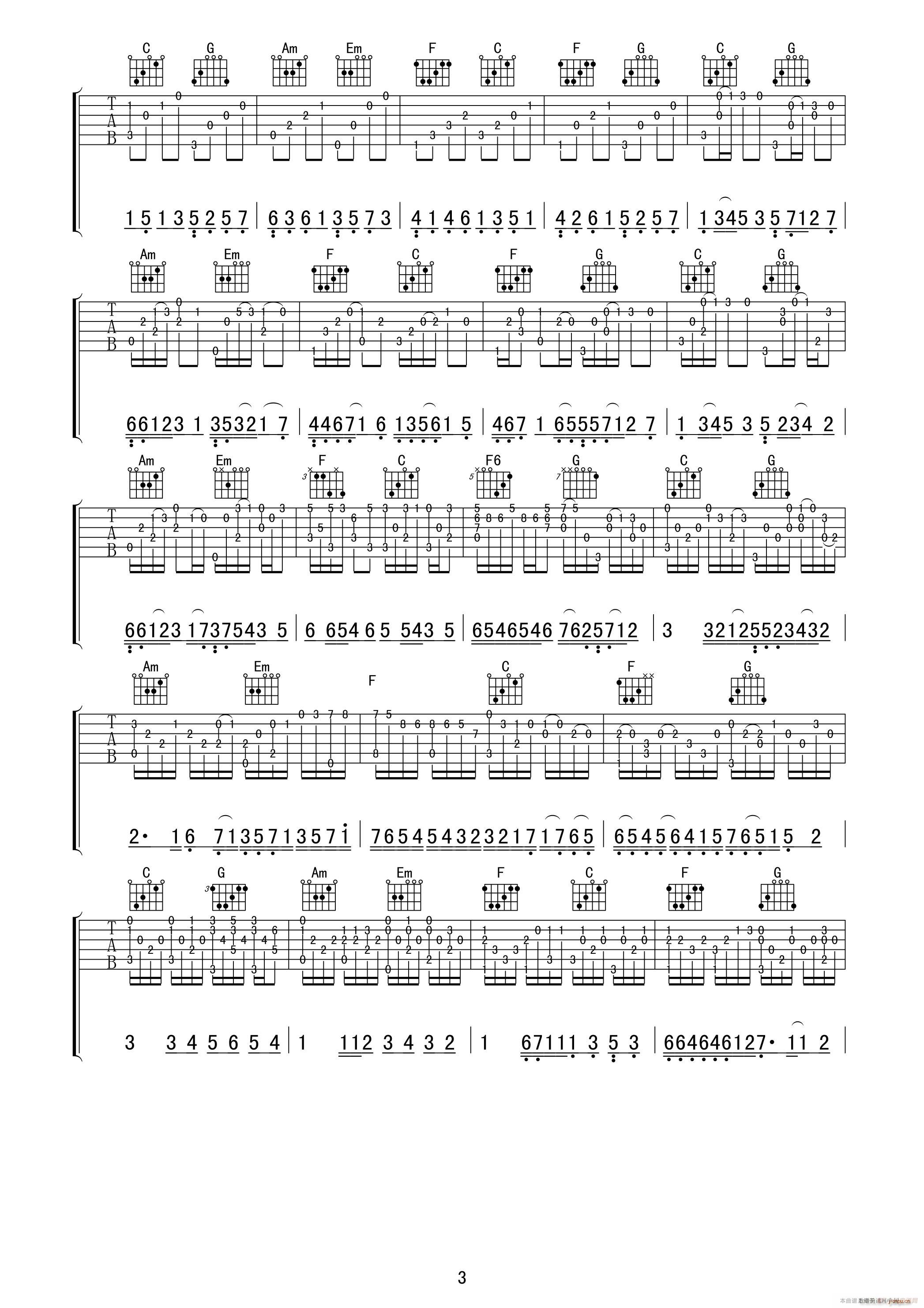 卡农带旋律版本吉他独奏高清