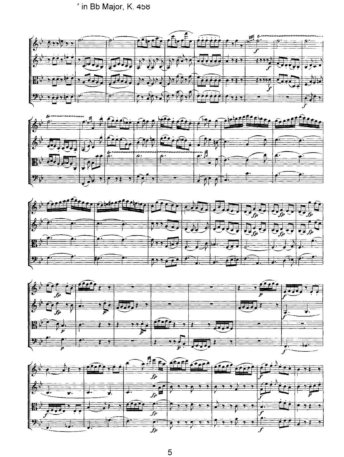 Mozart Quartet No 17 in Bb Major K 458()5