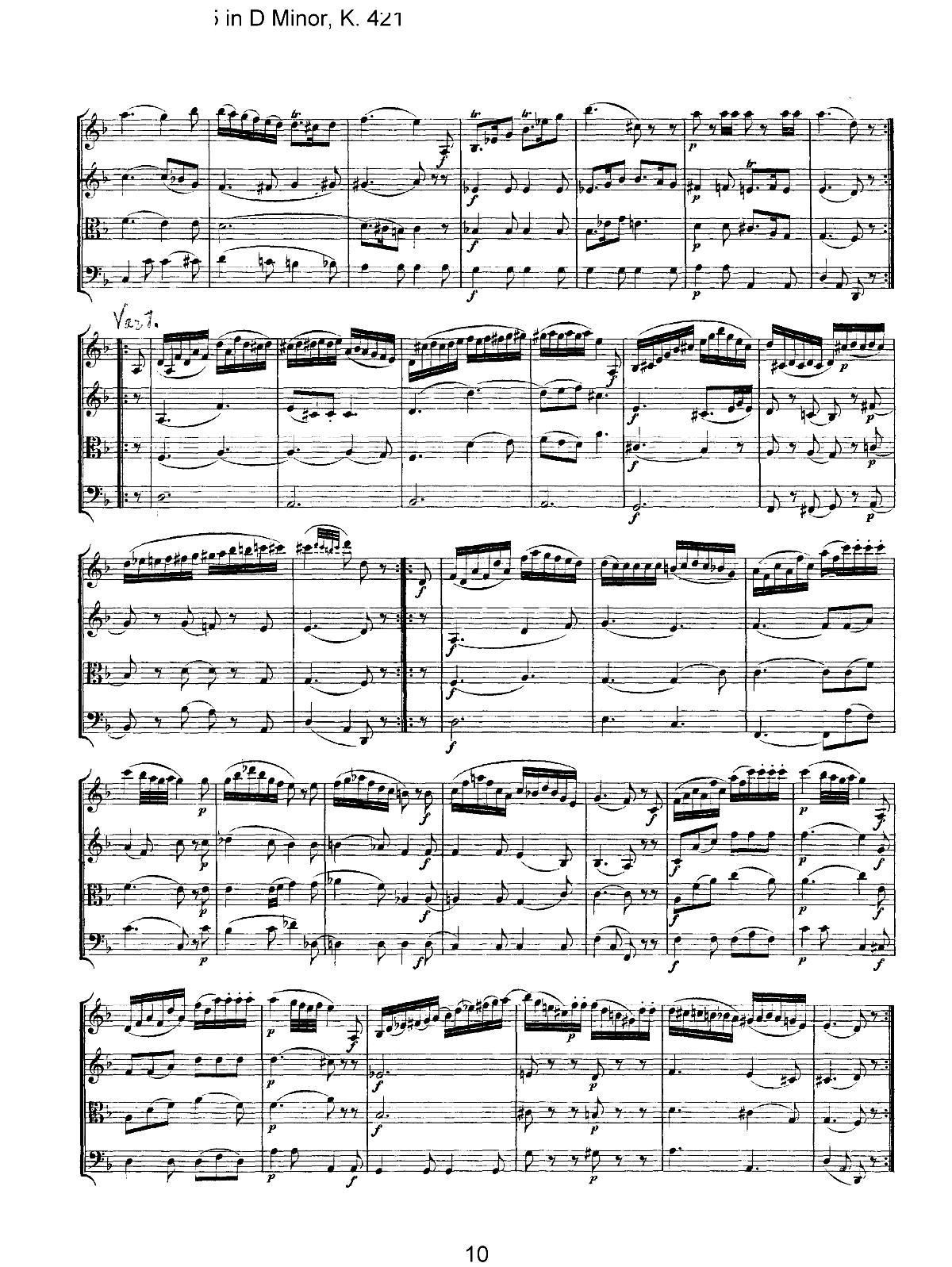 Mozart Quartet No 15 in D Minor K 421()10