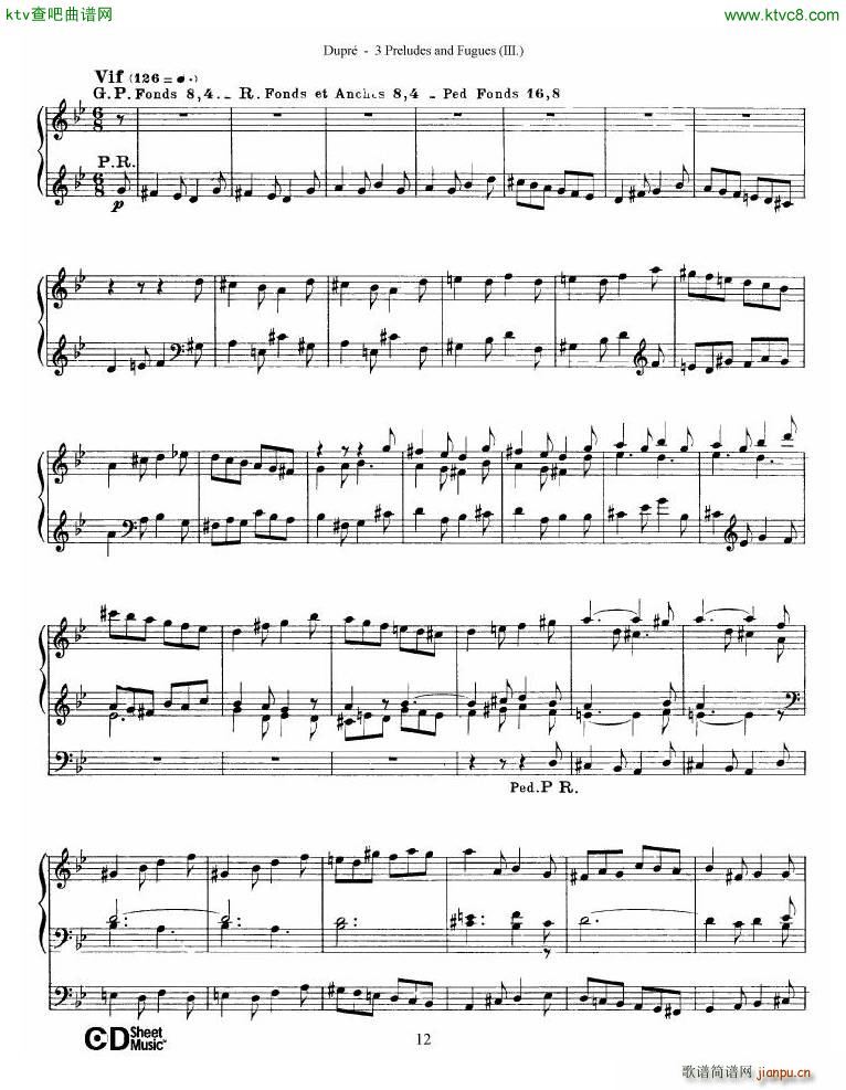 Dupr Prelude Fugue in G minor Op 7 No 3()12