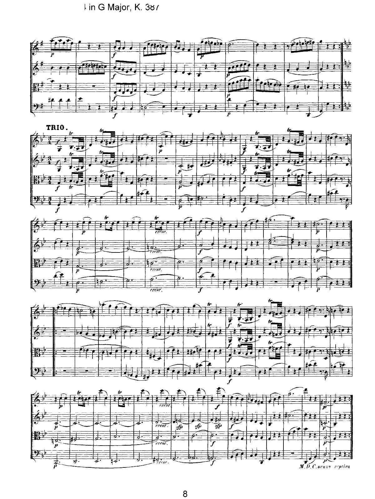 Mozart Quartet No 14 in G Major K 387()8