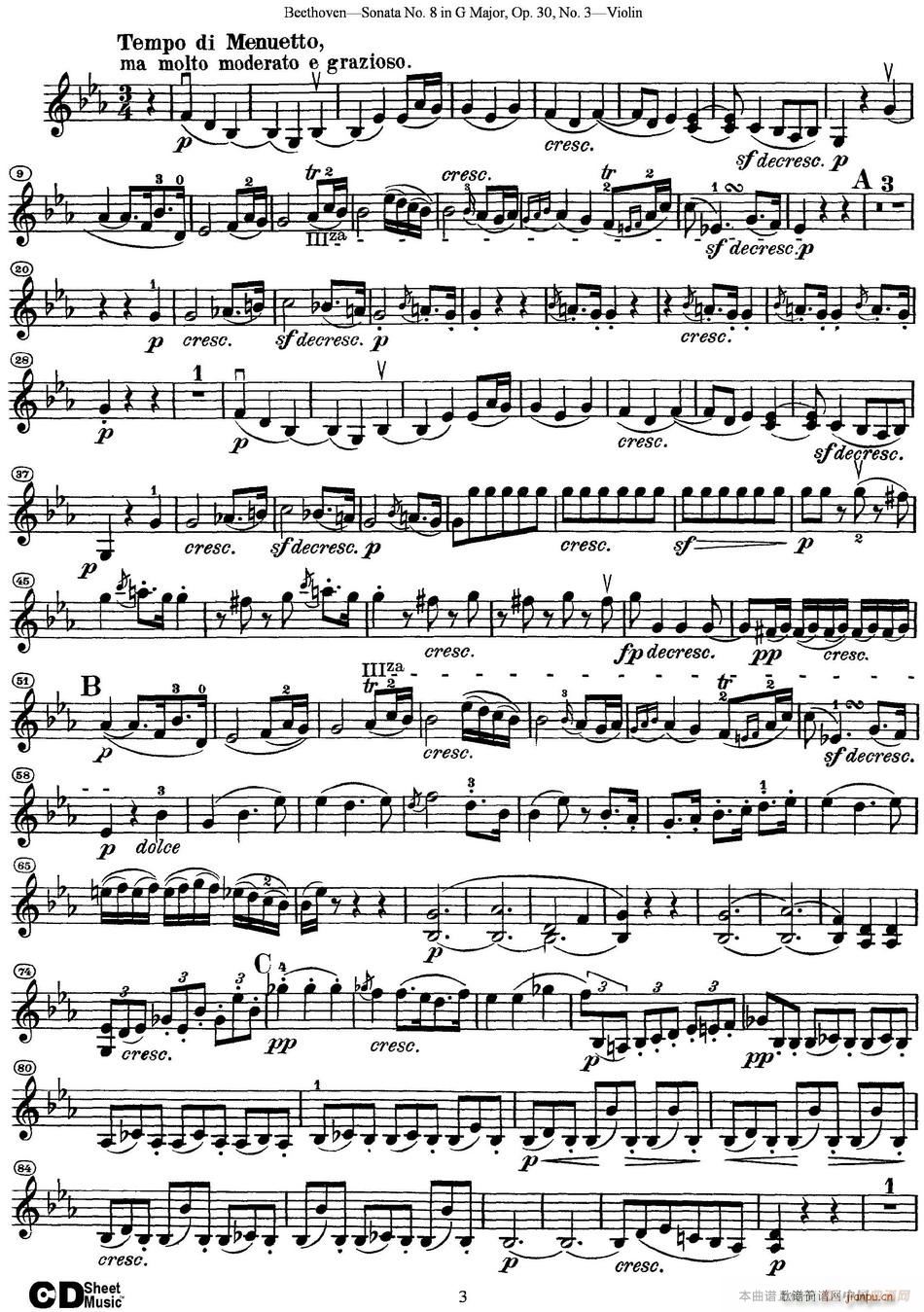 Violin Sonata No 8 in G Major Op 30 No 3(С)3