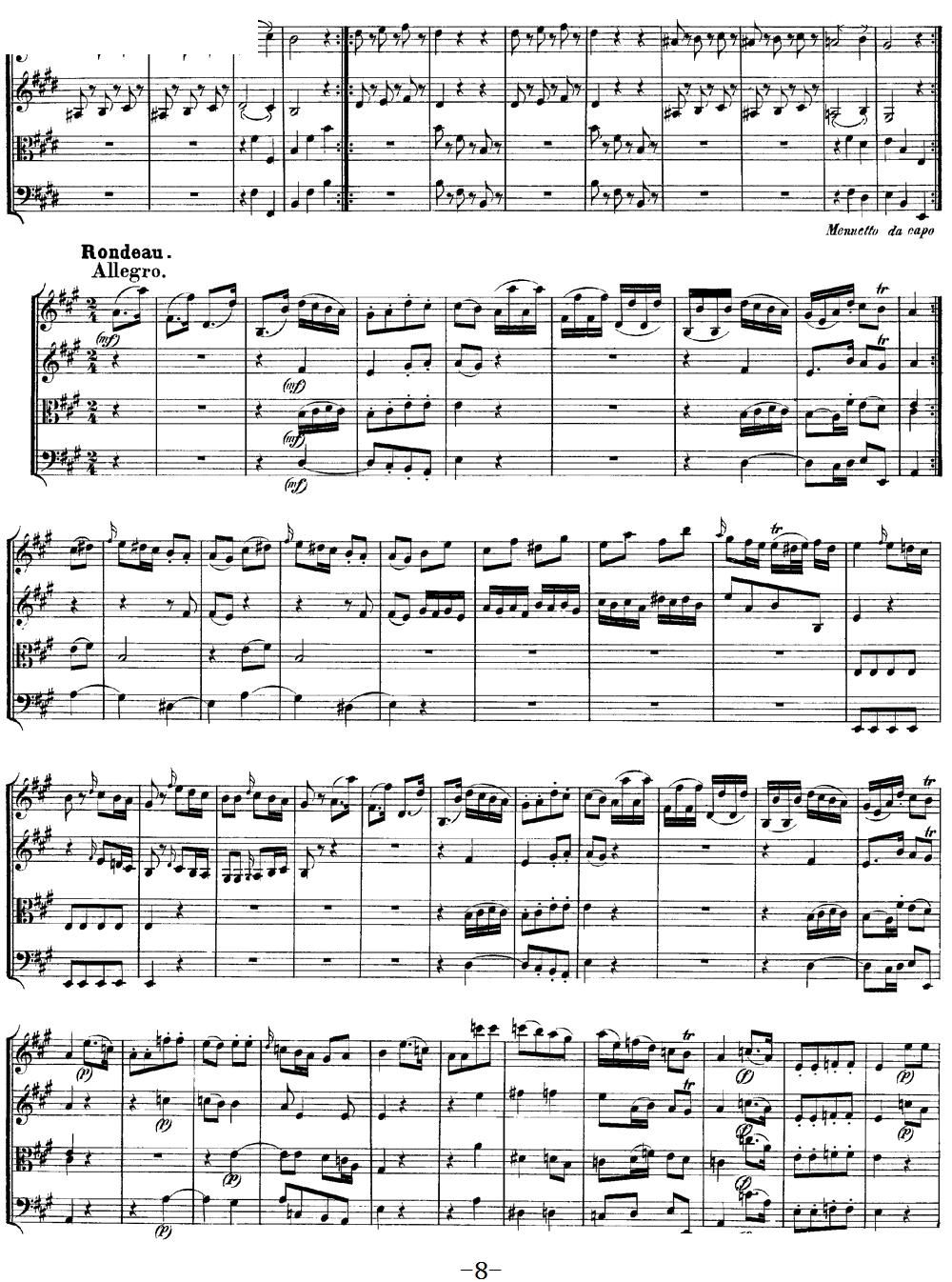 Mozart Quartet No 9 in A Major K 169()8