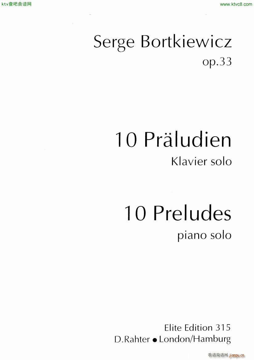 Bortkiewicz 10 Preludes Op 33()1