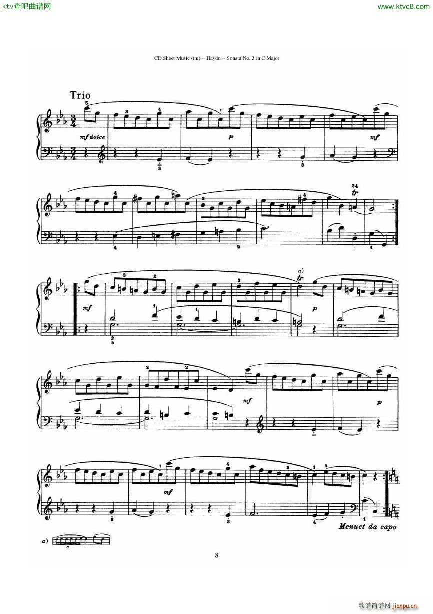 Haydn Joseph Sonata no 3 in C Major()8