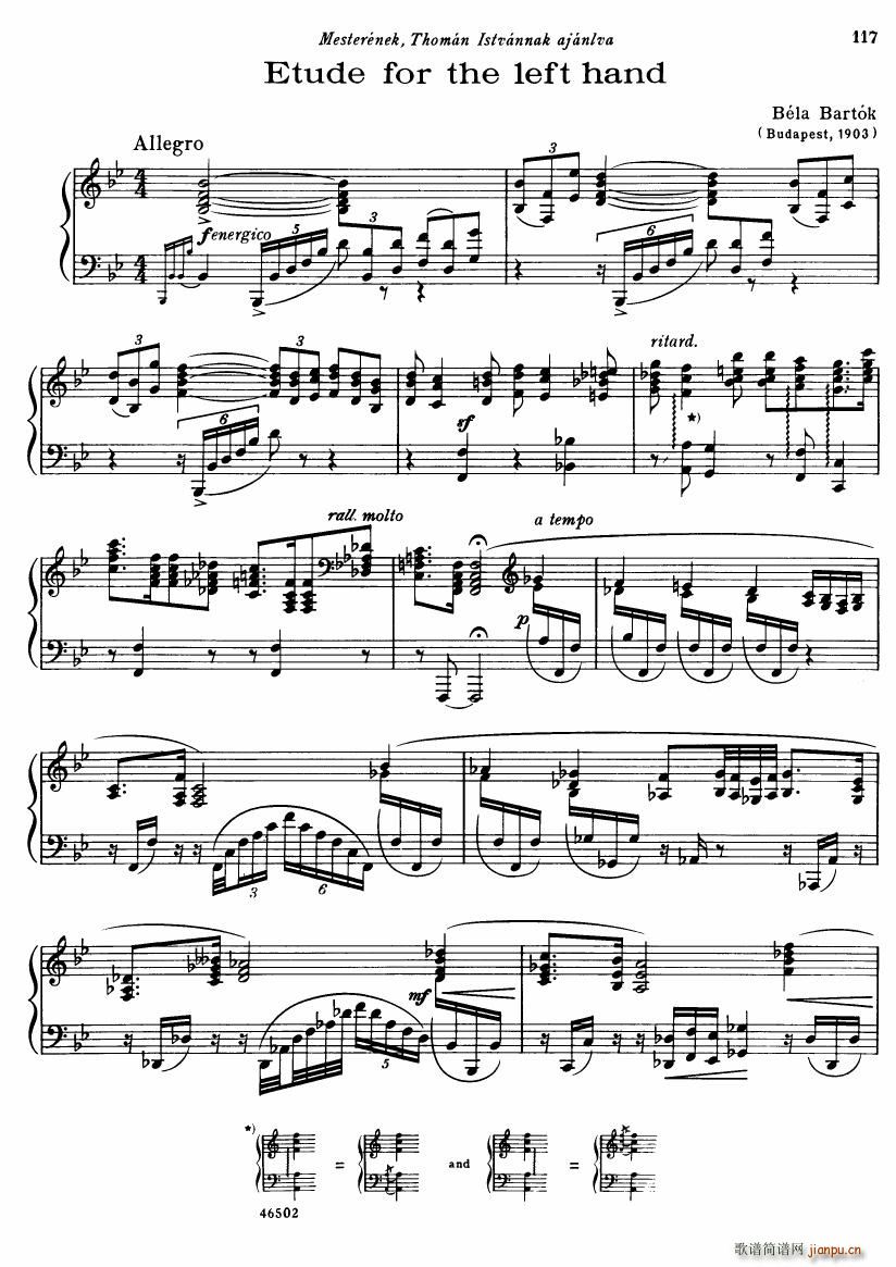 Bartok DD 71 No 1 Study for the Left Hand()1