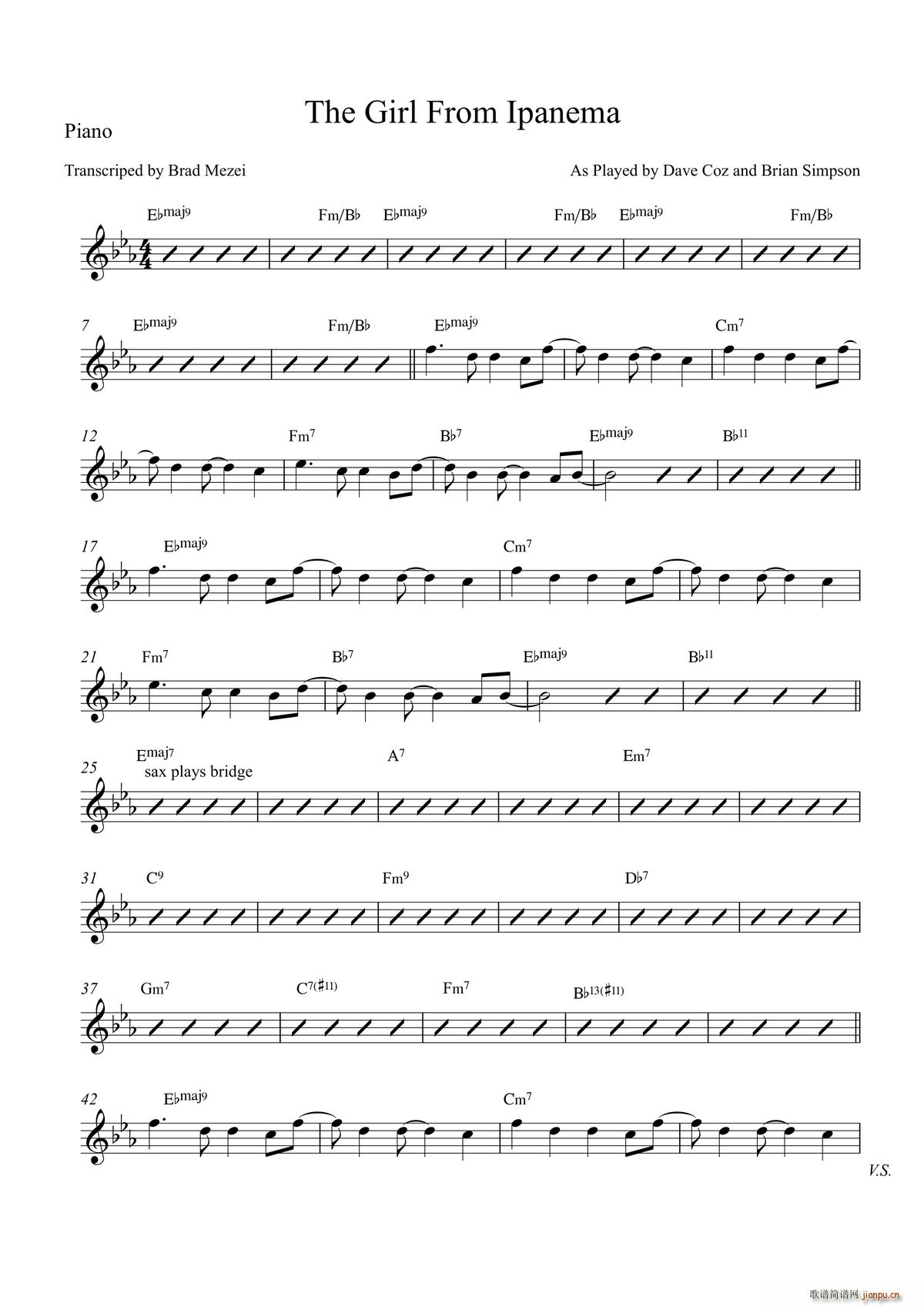 The Girl From Ipanema Piano(ʮּ)1