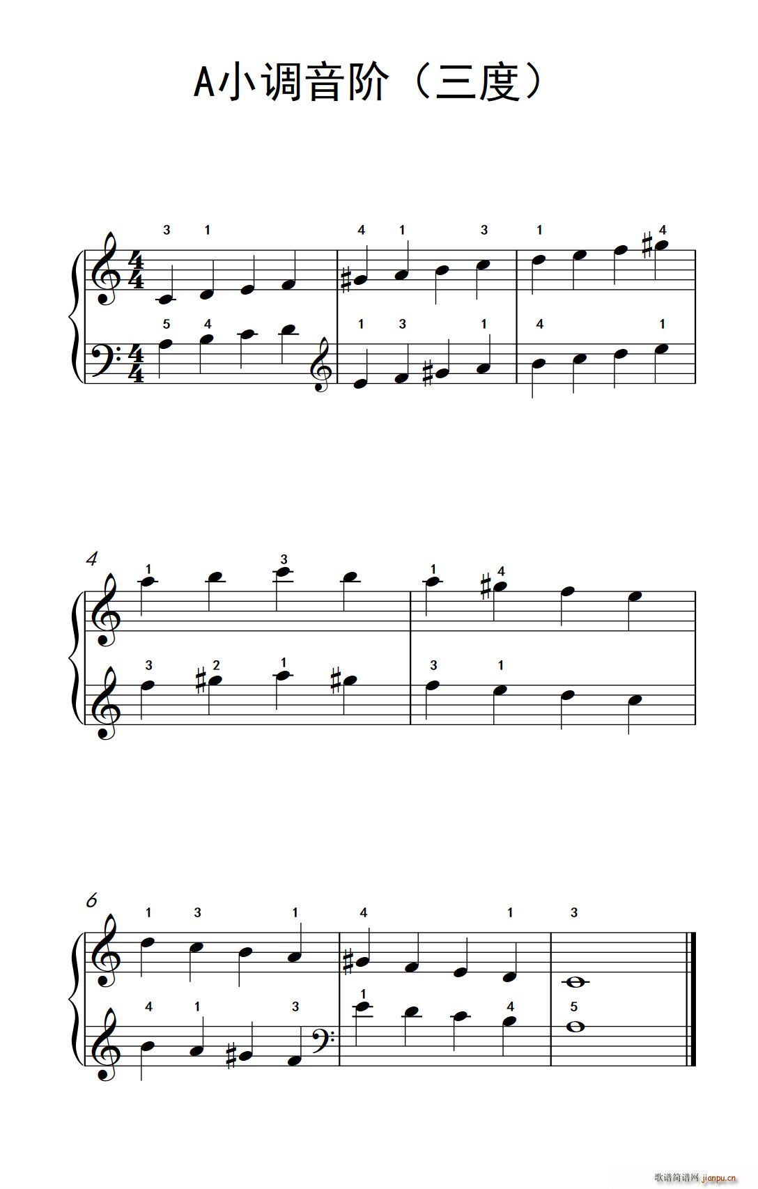 a小调音阶(三度)(儿童钢琴练习曲)