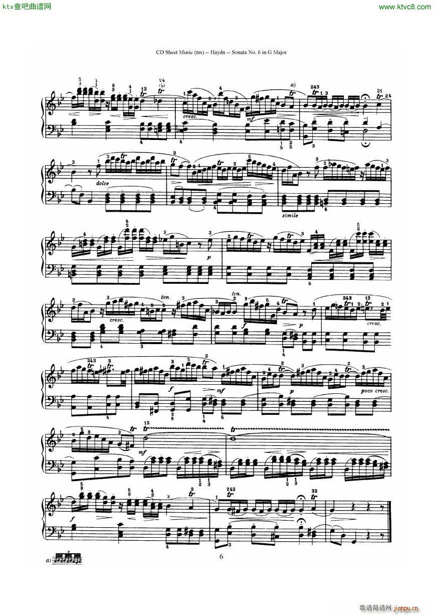 Haydn Joseph Sonata no 6 in G Major()6