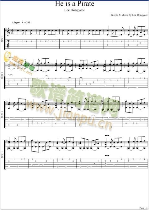 heisapirate钢琴谱数字,hesapirate钢琴谱简谱 heisapirate(钢琴谱)1