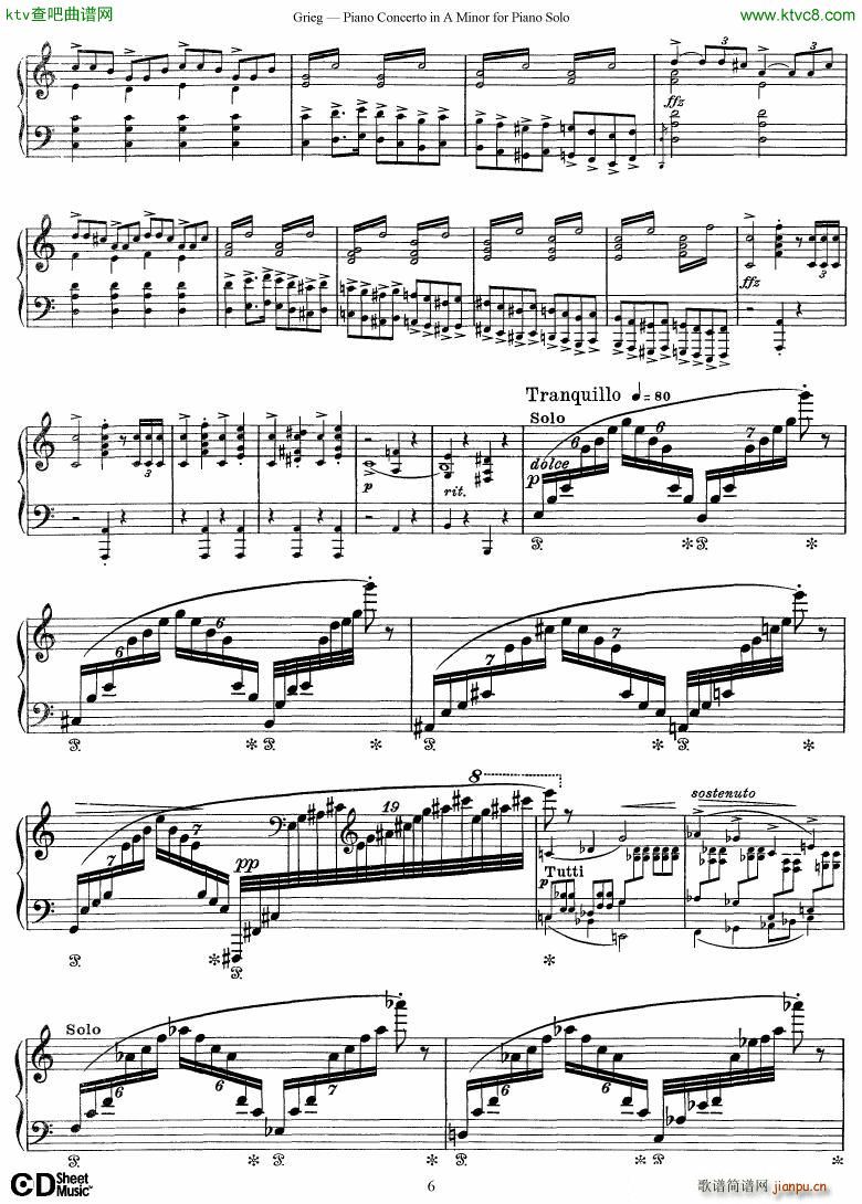 Grieg Piano Concerto solo arr 2 byGrieg()6