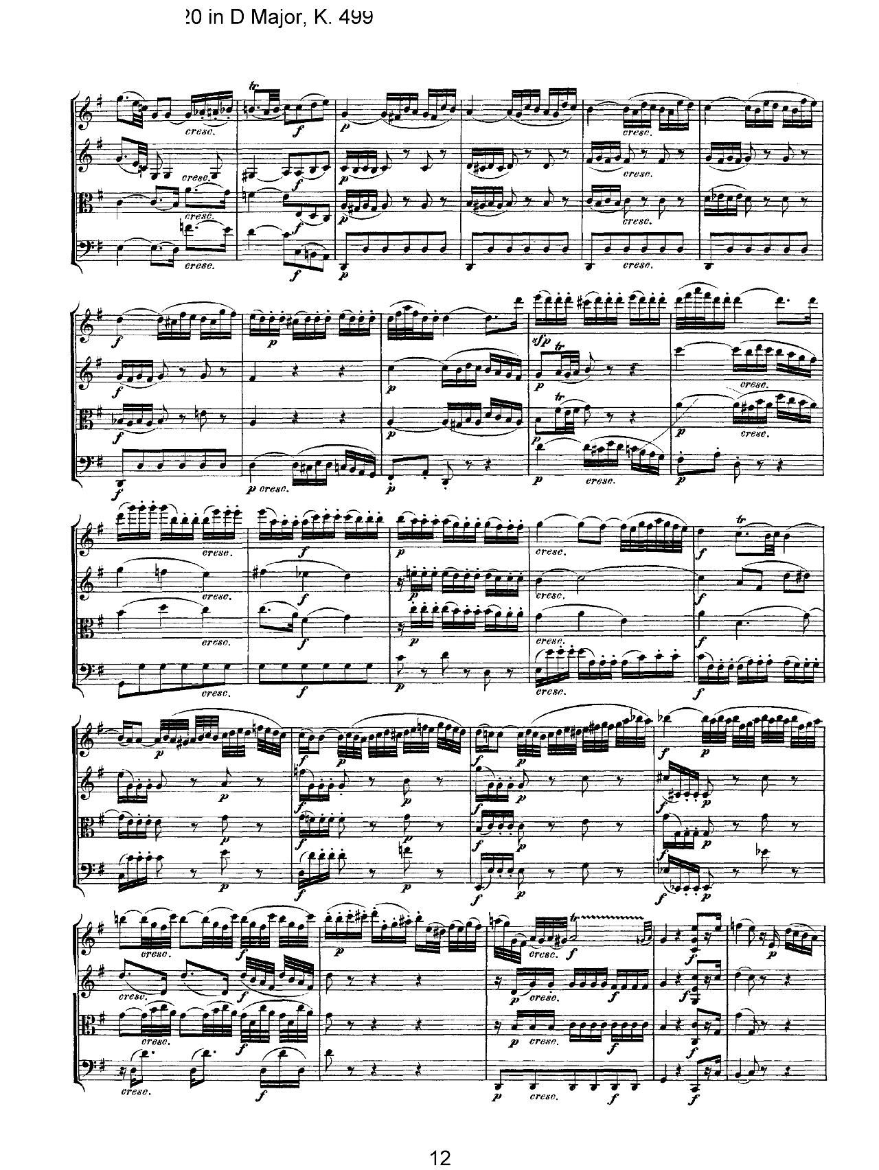 Mozart Quartet No 20 in D Major K 499()12