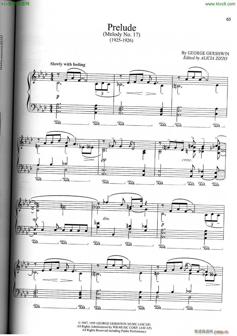 Gerschwin Prelude Melody No 1 17()1