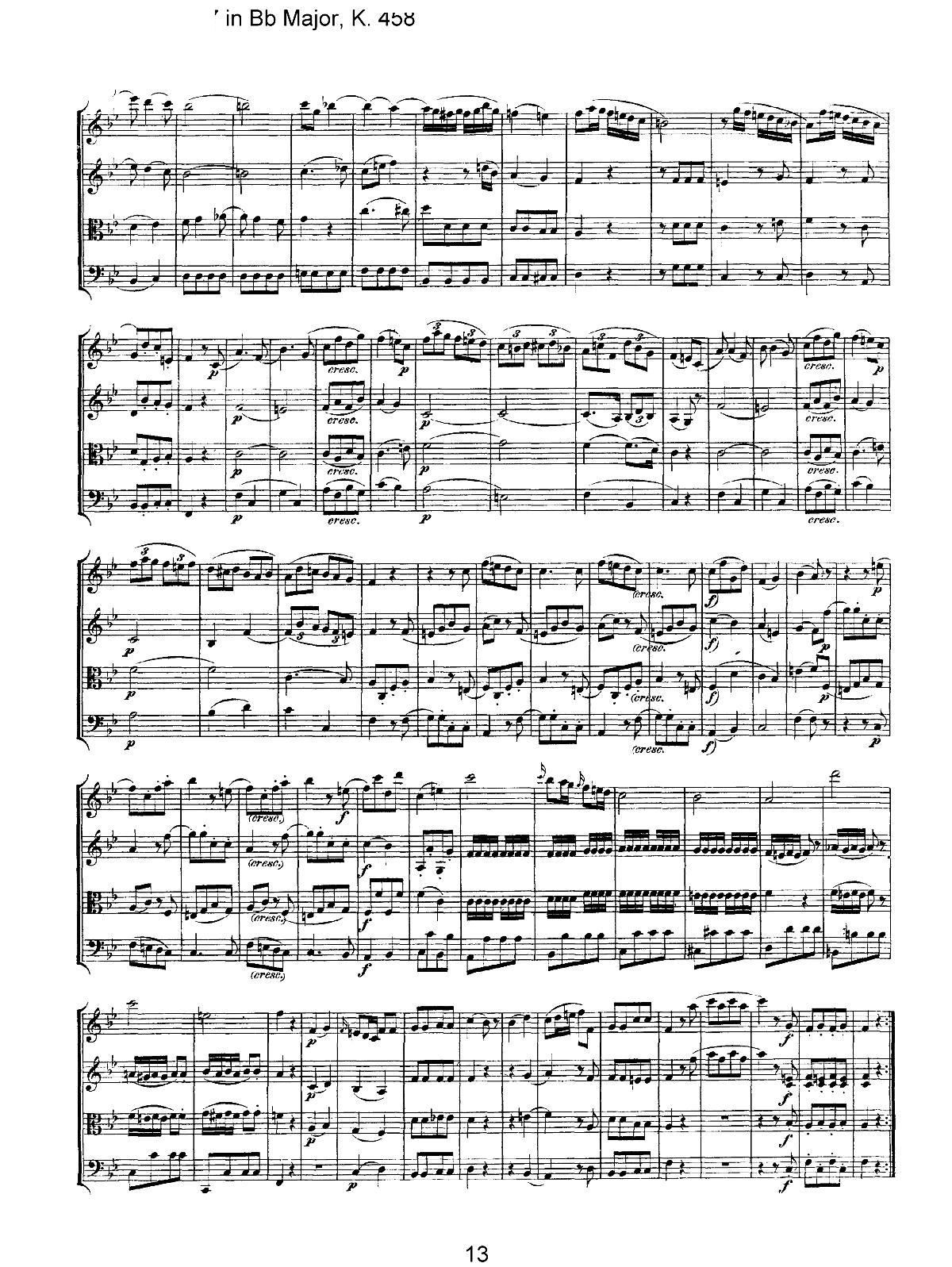 Mozart Quartet No 17 in Bb Major K 458()13