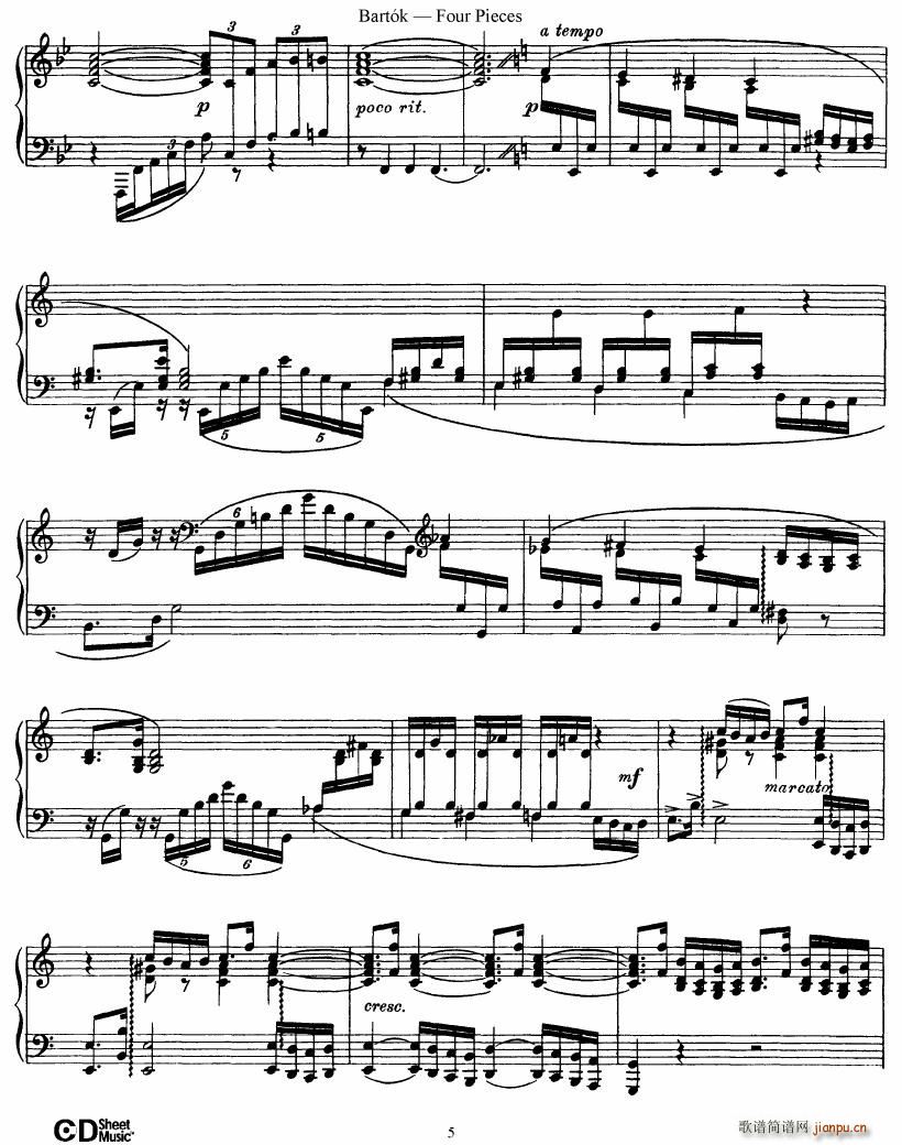 Bartok DD 71 Four Piano Pieces()5