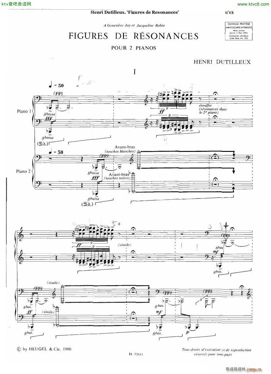 Dutilleux Figures de Rsonances for Two Pianos()1