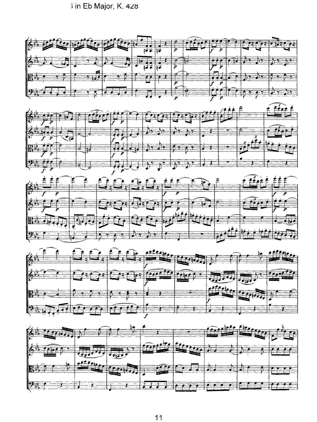 Mozart Quartet No 16 in Eb Major K 428()11