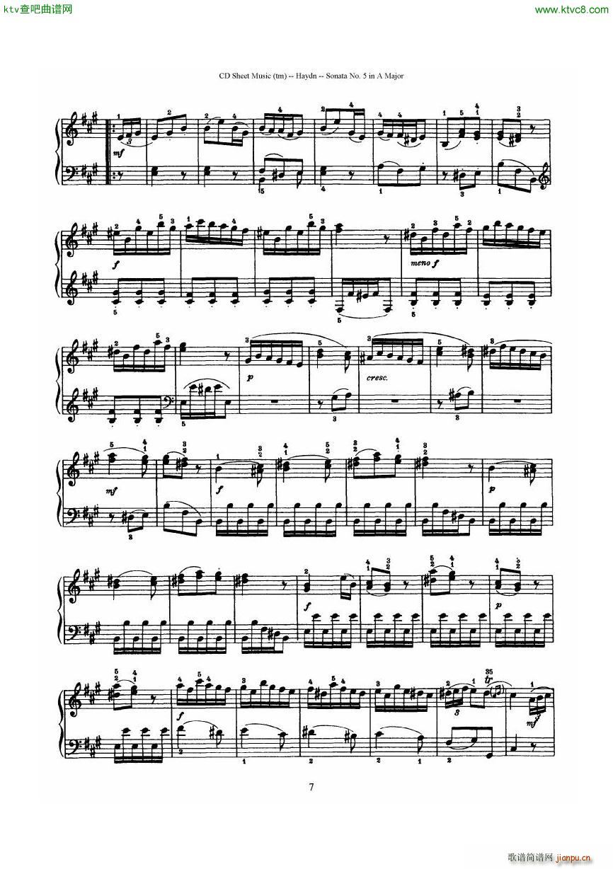 Haydn Joseph Sonata no 5 in A Major()7