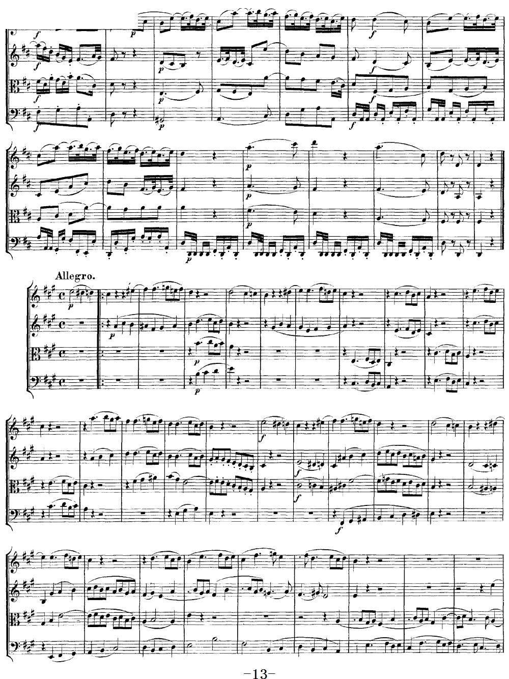 Mozart Quartet No 18 in A Major K 464()13