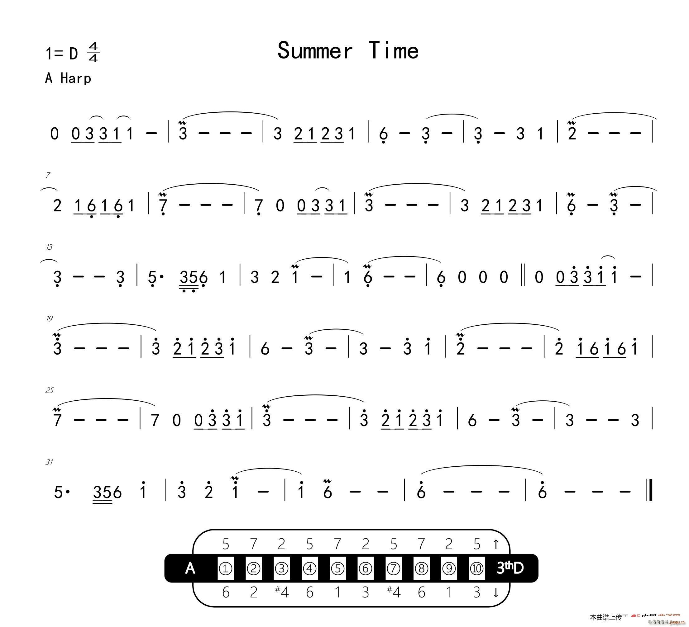 summer time(十孔口琴) sigmund groven 歌谱简谱网
