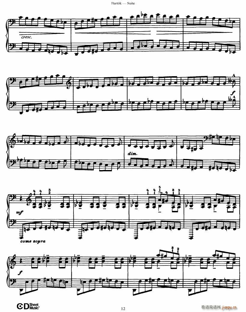 Bartok SZ 62 Suite for Piano op 14()12