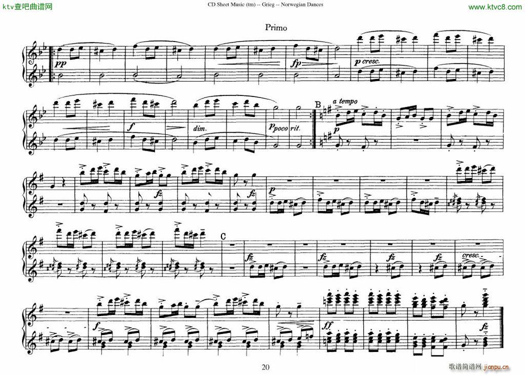Grieg Norwegian Dance Op 35 1 4 Duet()20