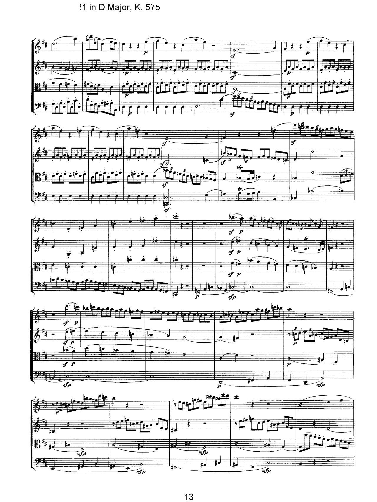 Mozart Quartet No 21 in D Major K 575()13