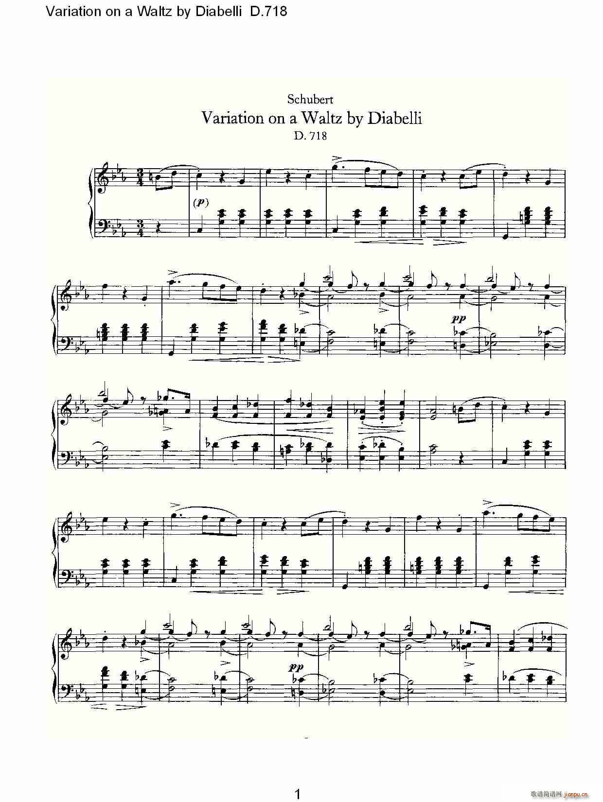 Variation on a Waltz by Diabelli D.718(ʮּ)1