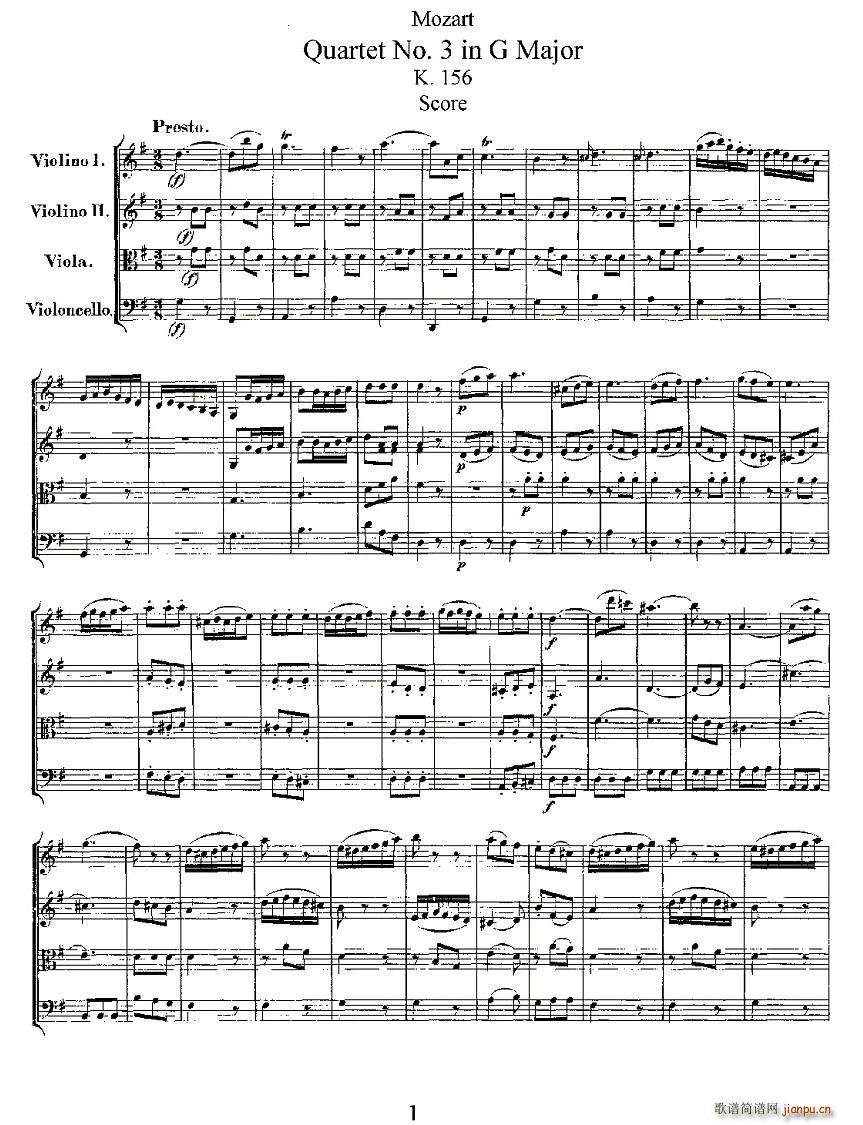 Quartet No 3 in G Major K 156 G()1