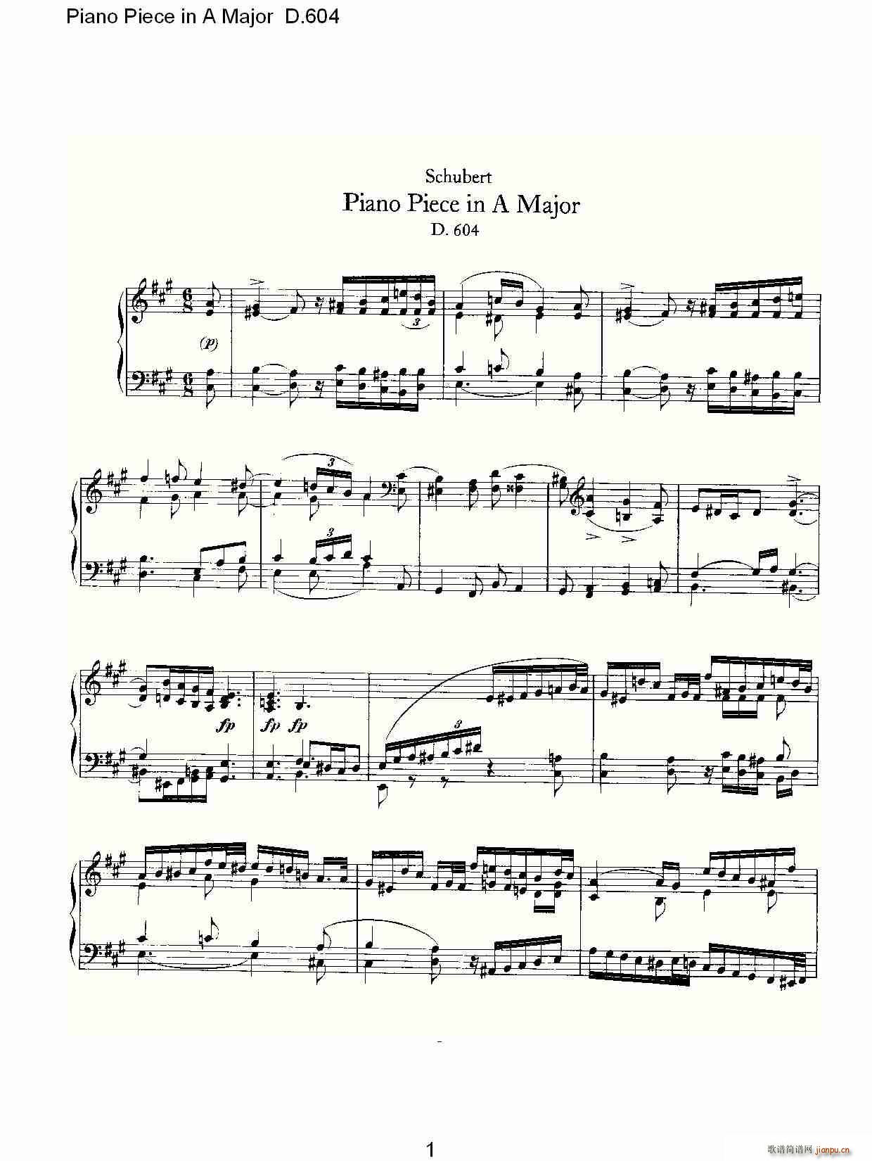 Piano Piece in A Major D.604()1