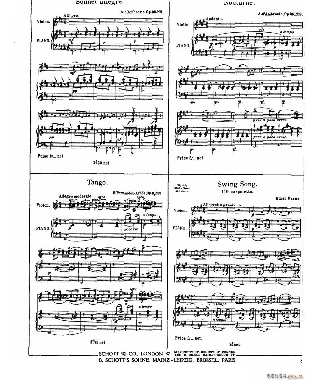 Bowen Barcarolle for violin and piano()23