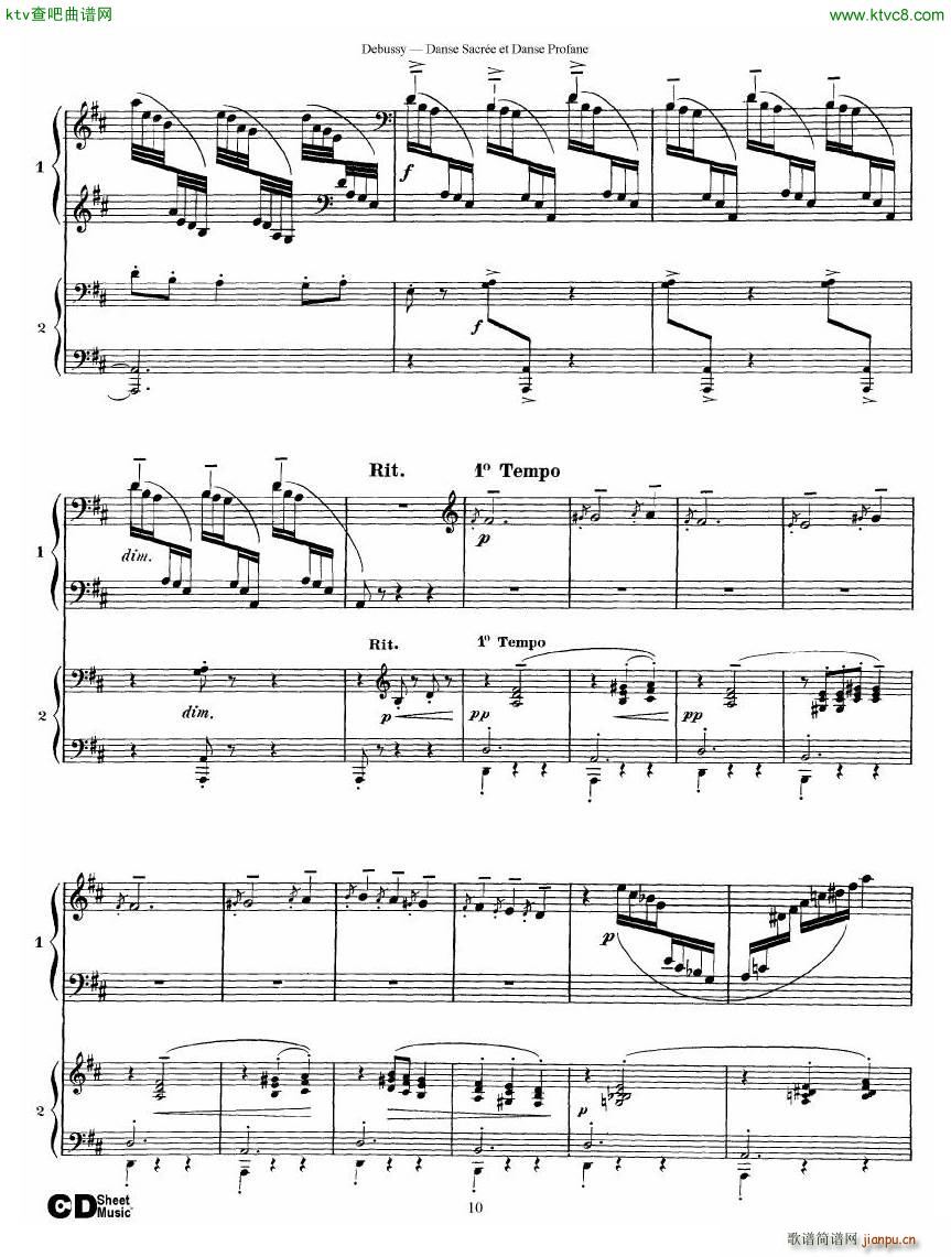 Debussy Danse Sacre et Danse Profane 2 Piano s()10