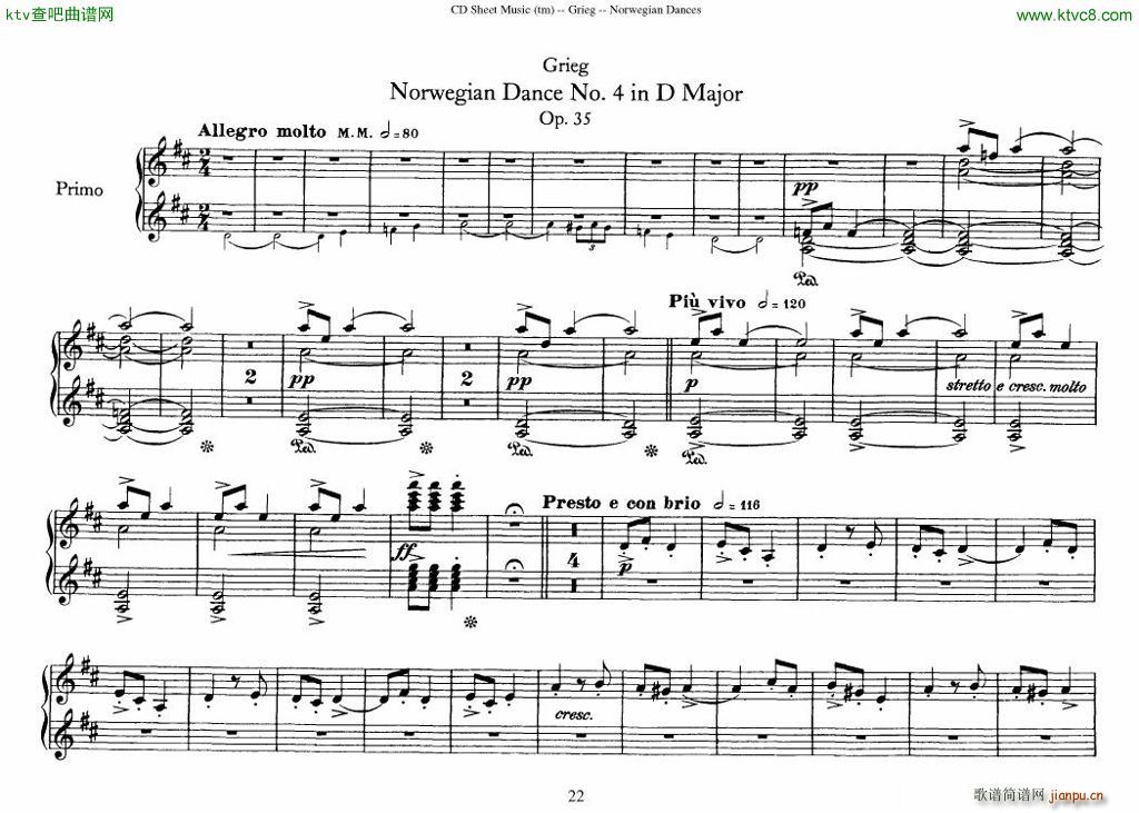 Grieg Norwegian Dance Op 35 1 4 Duet()22