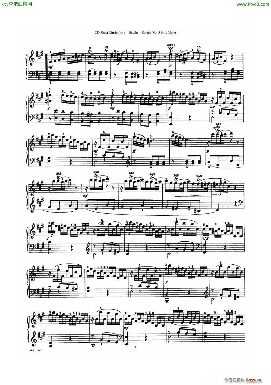 Haydn Joseph Sonata no 5 in A Major()3