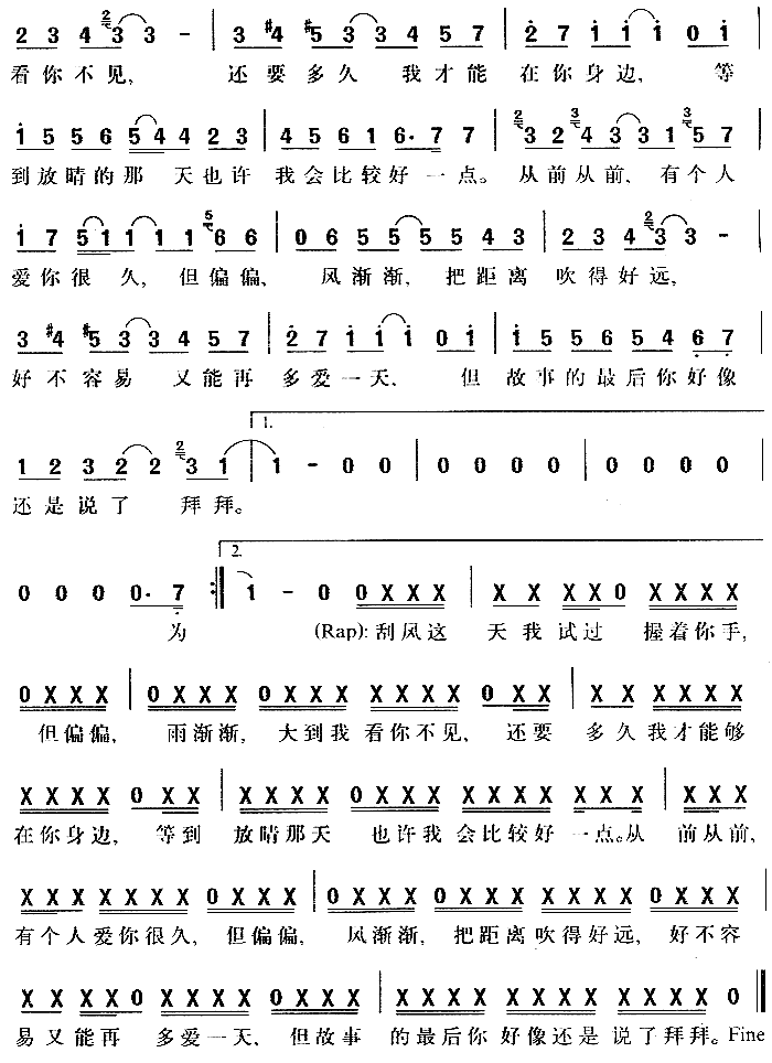 晴天 歌谱简谱网