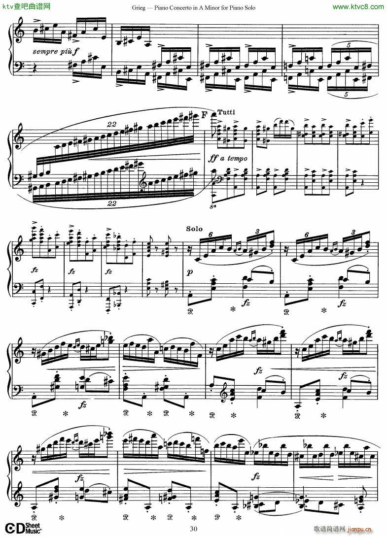Grieg Piano Concerto solo arr 2 byGrieg()30